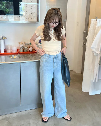 Basic straight wide-fit denim pants