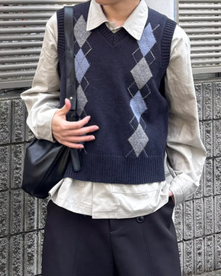 Argyle knit vest