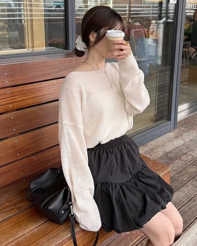 Boat neck loose fit knit