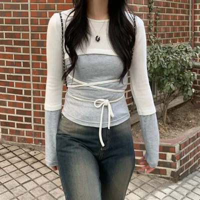 Two-tone strap t-shirt