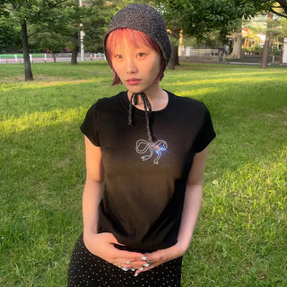 Cubic Ribbon Short-Sleeved T-Shirt