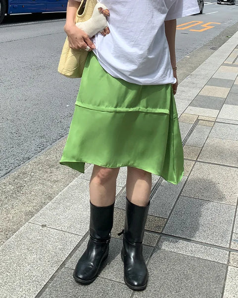Satin midi skirt