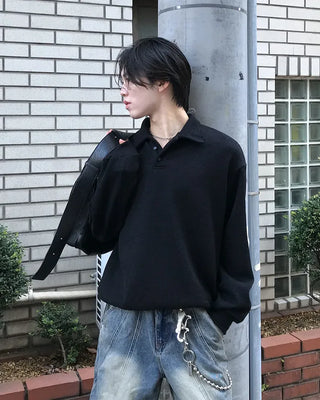 Basic long-sleeved polo shirt