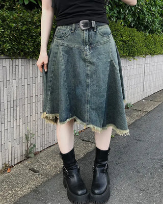Asymmetrical denim skirt