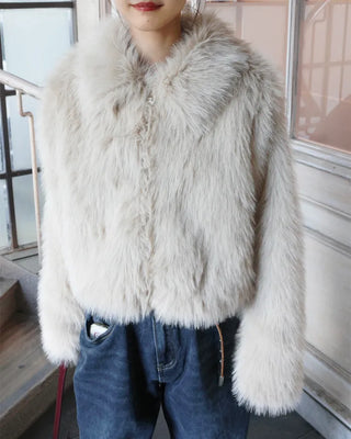 Crop fur jacket