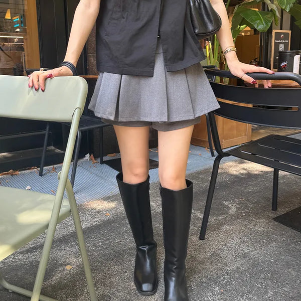 Box pleat mini skirt