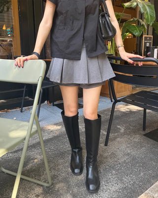 Box pleat mini skirt