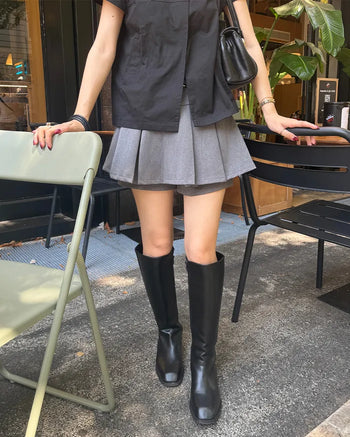 Box pleat mini skirt