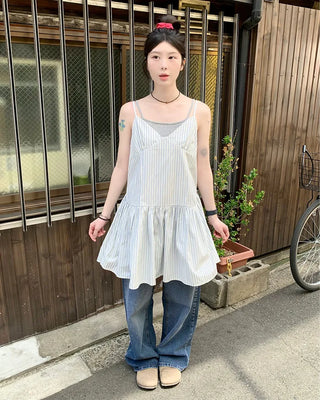 Shirred Mini Volume Camisole Dress