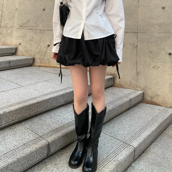 Balloon Shirred Mini Skirt