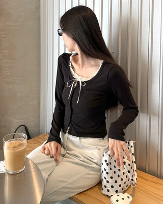 Lace Ribbon Layered Cardigan