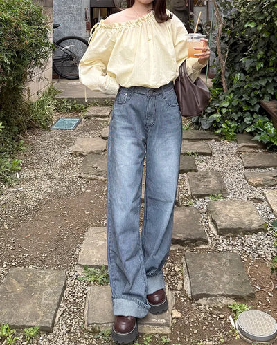 Striped detail denim pants