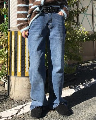 Straight denim pants