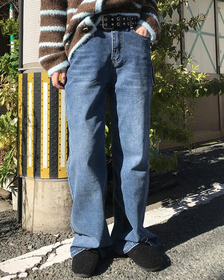 Straight denim pants