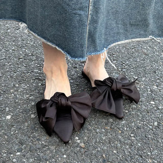 Satin Big Ribbon Mules