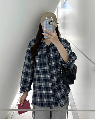 Loose-fit check shirt