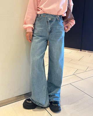 Asymmetrical denim pants