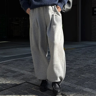 Pintuck Wide Brushed Sweatpants