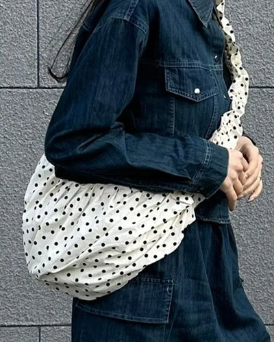 Dot Shirring Shoulder Bag