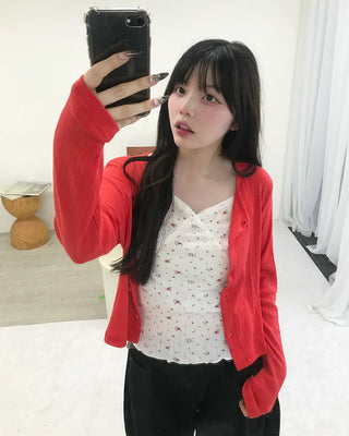 Colorful perforated cardigan