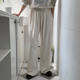 Polka Dot Elastic Waist Chino Pants