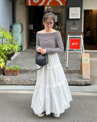 Tassel tiered long skirt