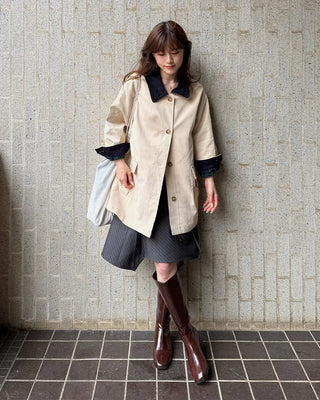 Loose-fit half trench coat