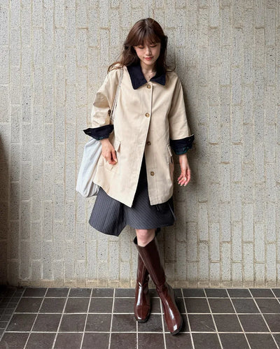 Loose-fit half trench coat