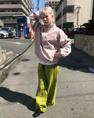 Nylon half-zip sweatshirt