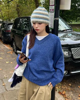 V-neck basic knit