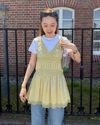 Lace V-neck mini dress