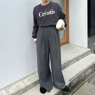Striped wide slacks