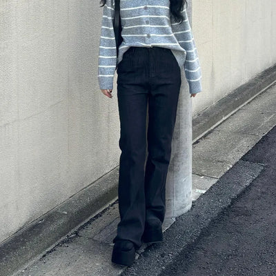 Flared indigo denim
