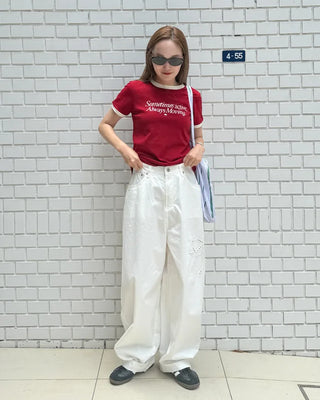 Ribbon detail wide pants