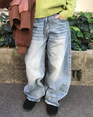 Wide denim pants
