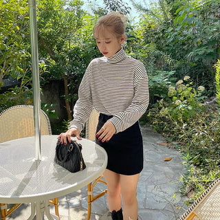 Striped turtleneck sweatshirt