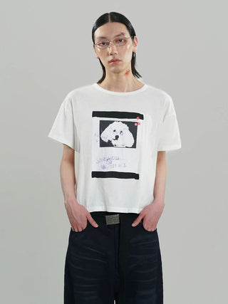 [MASONPRINCE] Graffiti Dog Print Washed Tee