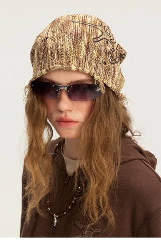 [Monterest] Starfish Print Distressed Knit Beanie