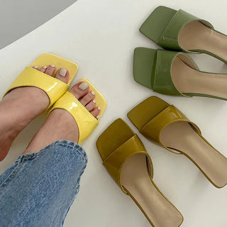 3174 Enamel Mules (6 colors)
