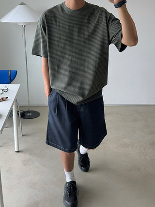 All Day Double-Tuck Half-Band Denim Shorts