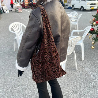 Leopard velvet bag