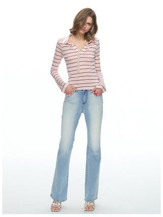 [NECY] Light Washed Flare Jeans