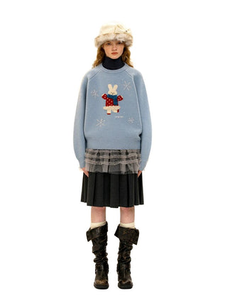 [Moromoro2] Bunny Snowflake Pearl Beaded  Sweater