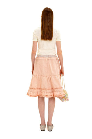 [Moromoro2] Layered Waist Ruffle A-Line  Skirt
