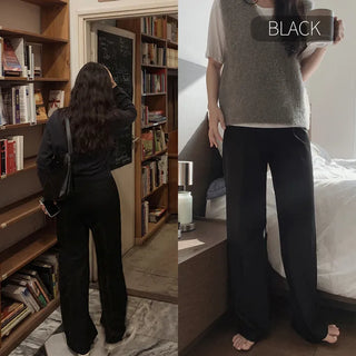 Autumn semi-wide wool slacks