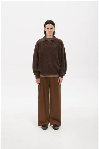 [MASONPRINCE] Wool Textured Mosaic Polo Collar Sweater