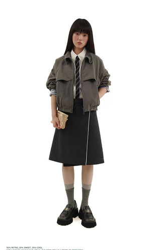 [Moromoro2] Washed Cotton Cropped Jacket