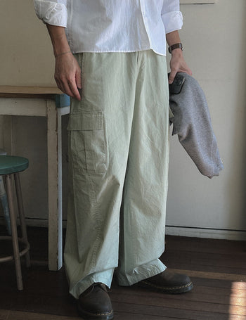 [Cargo] Light Cotton Wide Elastic Waist Pants (4 colors, M~XL)