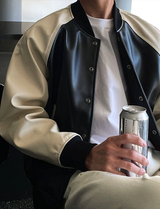 Varsity Vegan Leather Jacket (high Q)