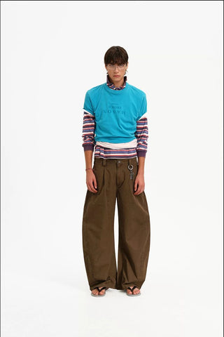 [MASONPRINCE] Curved Double Pleat Wide Pants